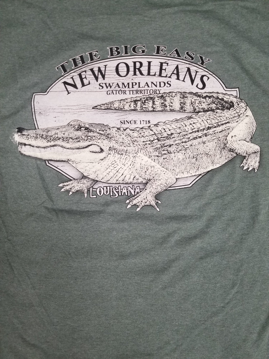 New Orleans Gator Unisex Tee – Heather Military Green