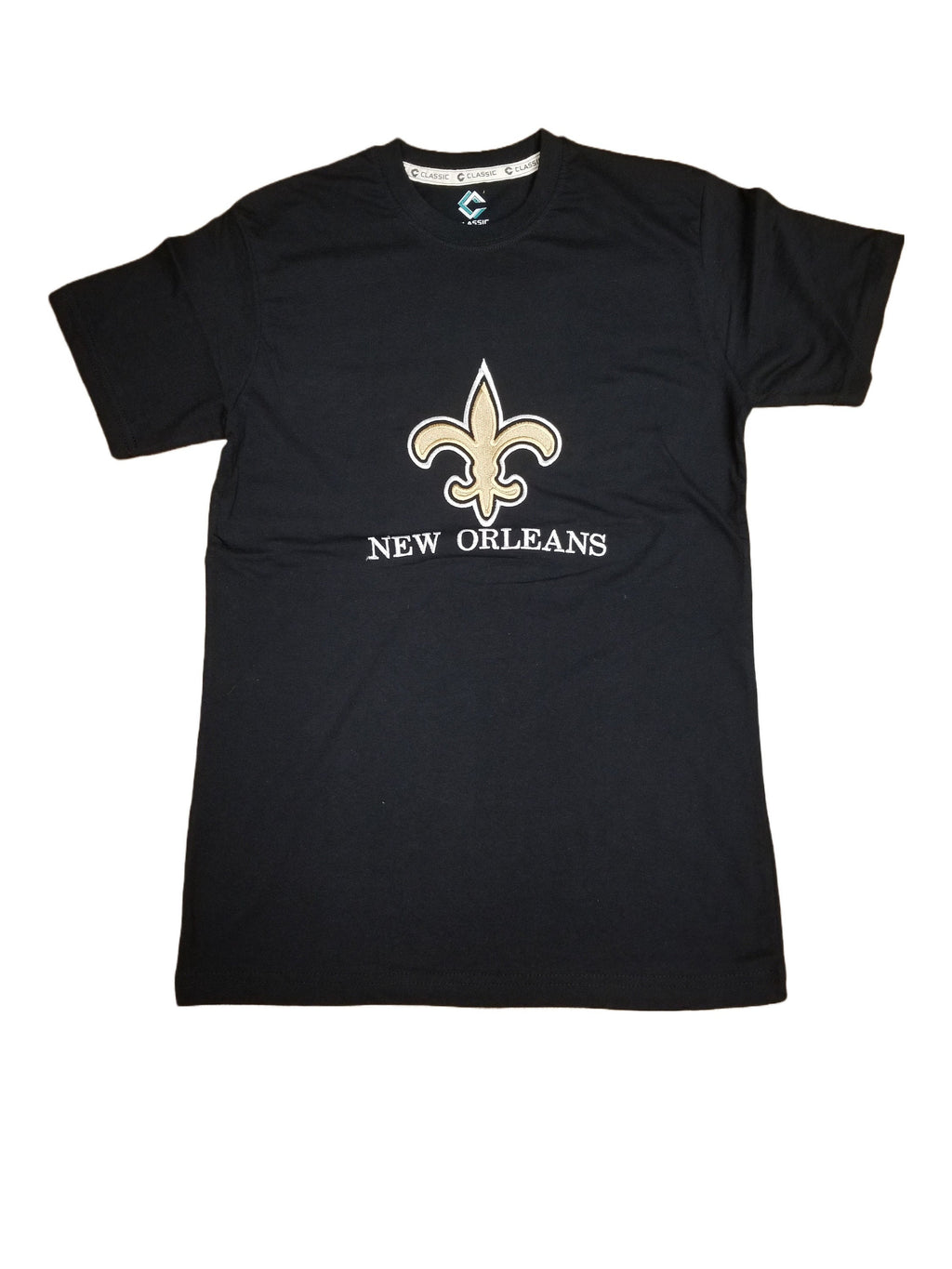 New Orleans Fleur de Lis Embroidered T-Shirt | NOLA Black & Gold Tee