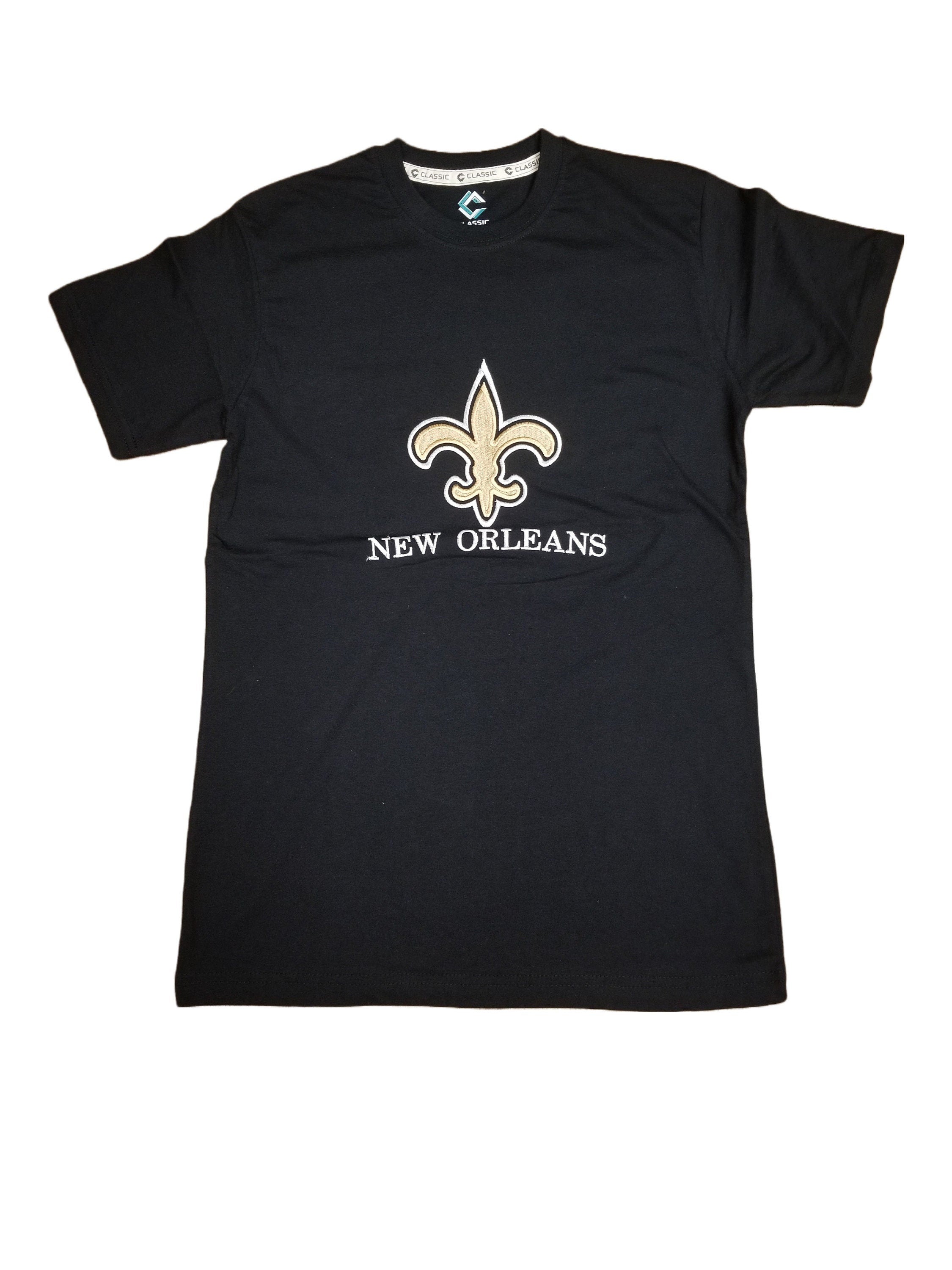 New Orleans Fleur de Lis Embroidered T-Shirt | NOLA Black & Gold Tee