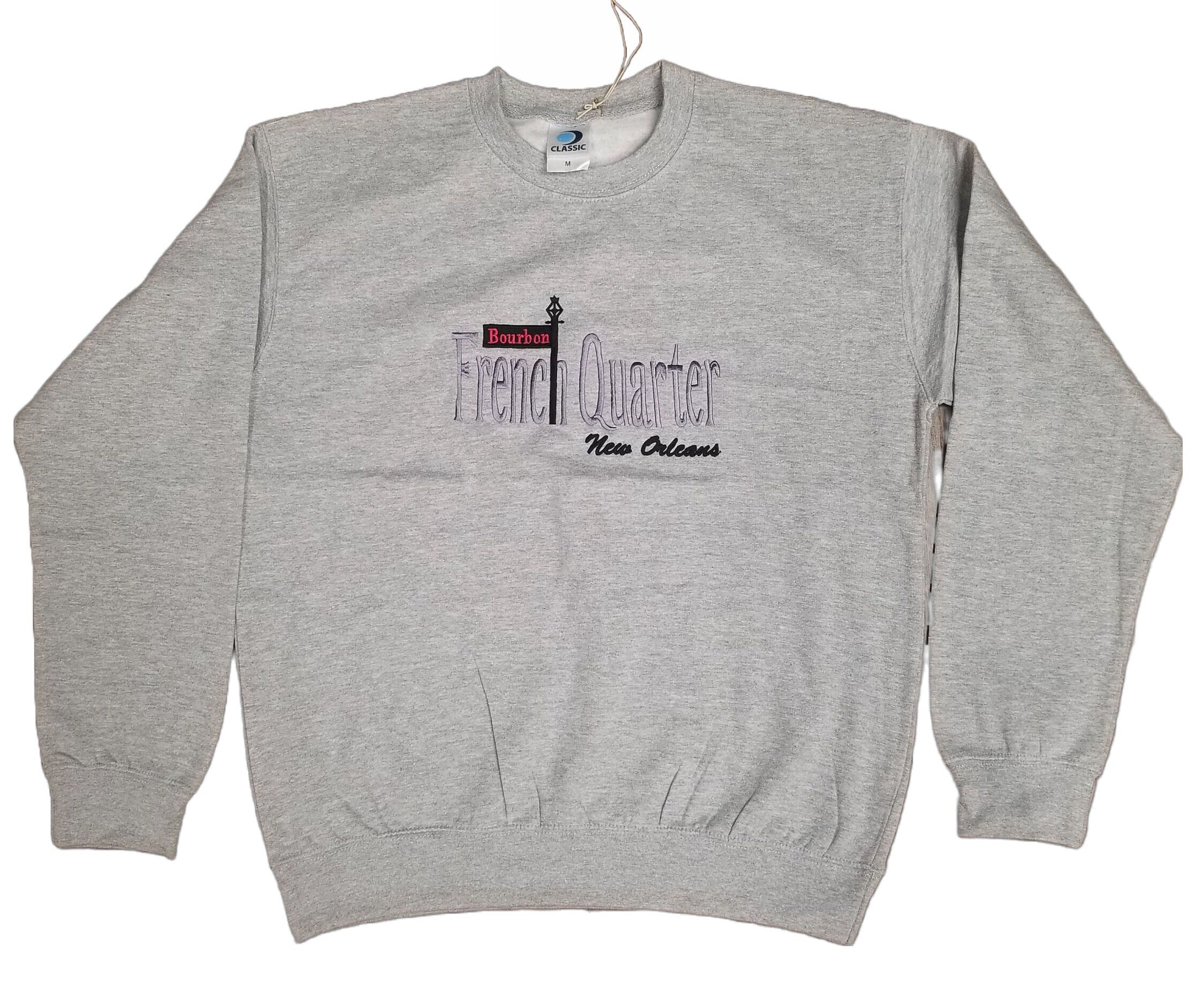 New Orleans 'Bourbon Street French Quarter' Crewneck Sweatshirt | Black & Heather Grey