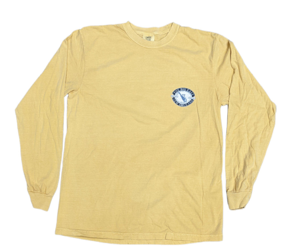 New Orleans Jazz Long Sleeve T-Shirt | Big Easy Garment-Dyed Tee | Mustard