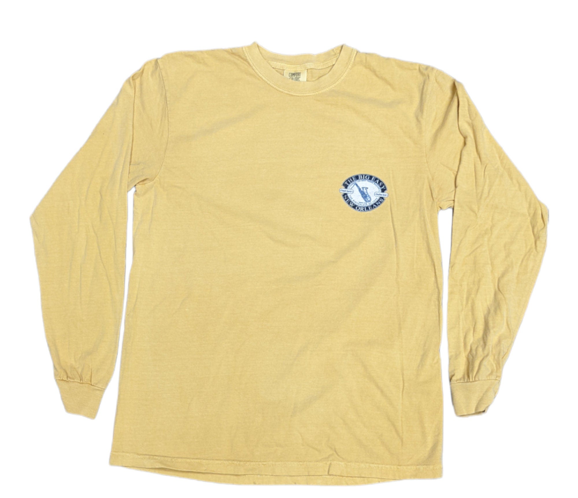 New Orleans Jazz Long Sleeve T-Shirt | Big Easy Garment-Dyed Tee | Mustard