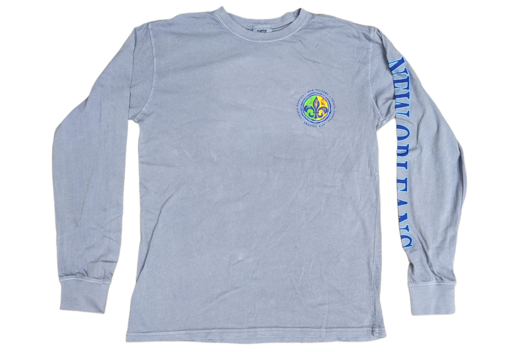New Orleans 'French Quarter' Fleur-de-Lis Long Sleeve T-Shirt | Mardi Gras Colors