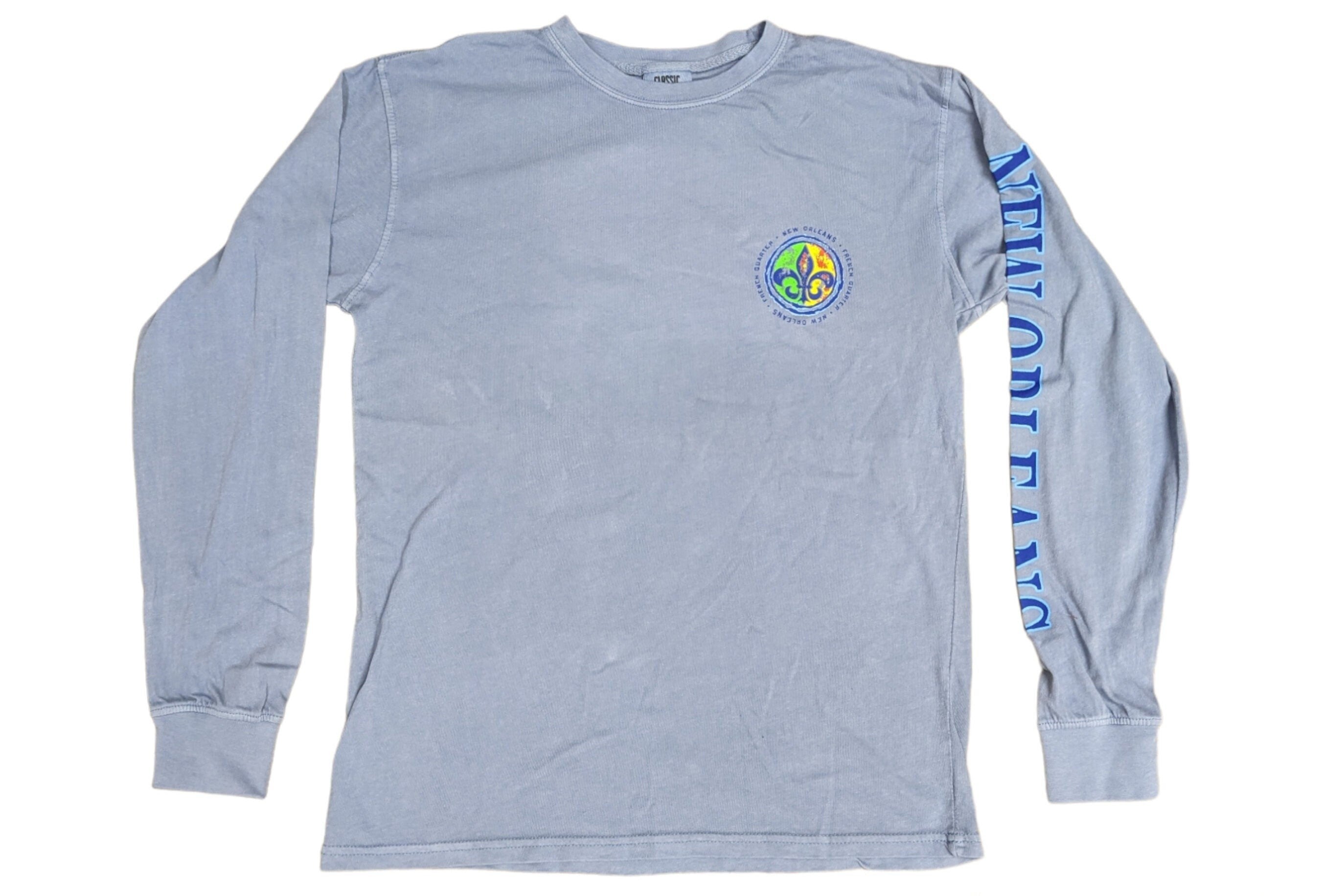 New Orleans 'French Quarter' Fleur-de-Lis Long Sleeve T-Shirt | Mardi Gras Colors