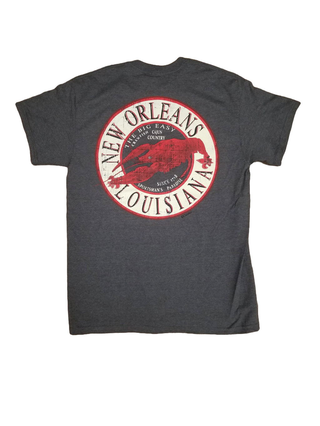 New Orleans Crawfish T-Shirt | Cajun Country Big Easy Tee | Heather Charcoal