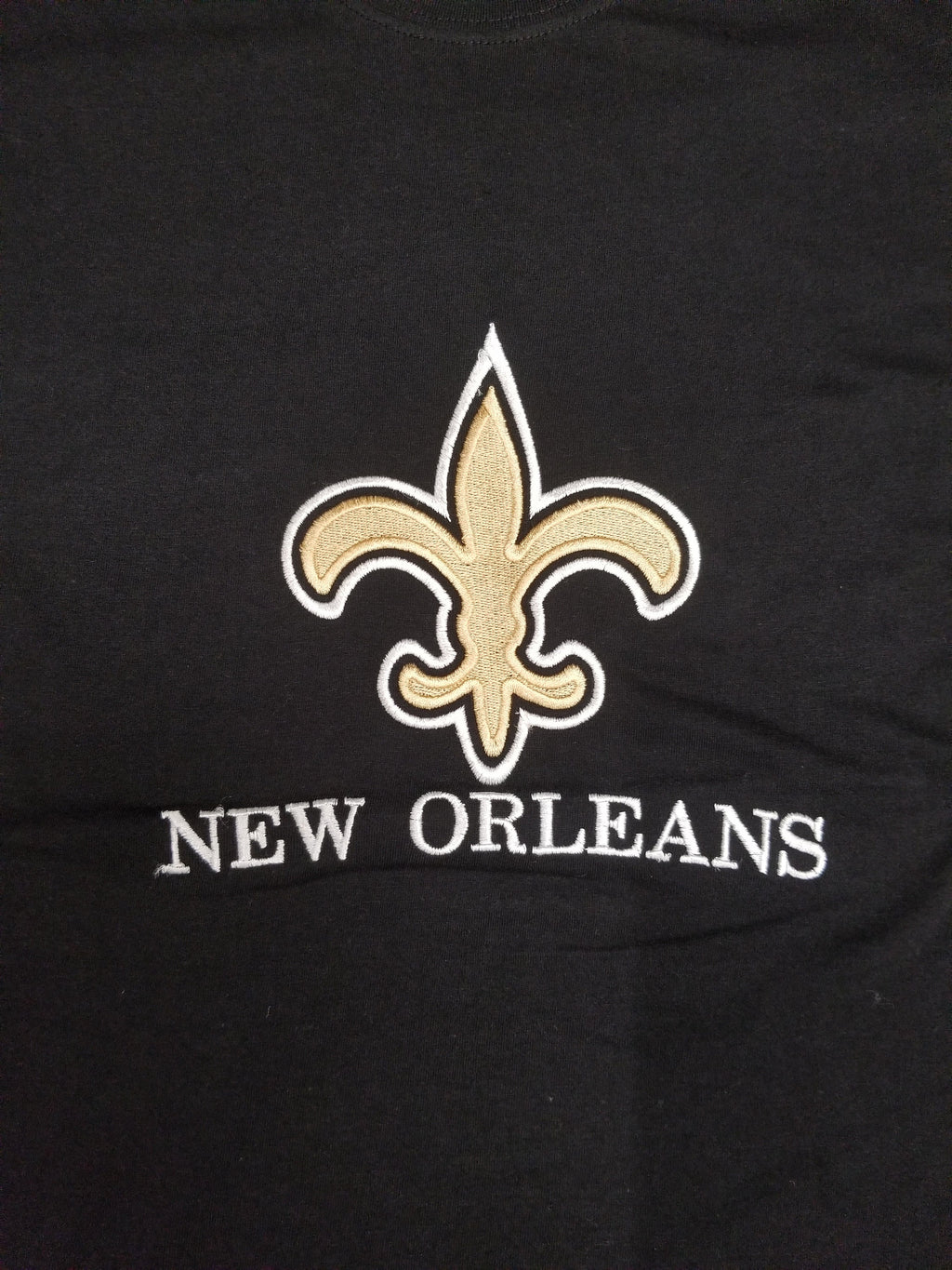 New Orleans Fleur de Lis Embroidered T-Shirt | NOLA Black & Gold Tee