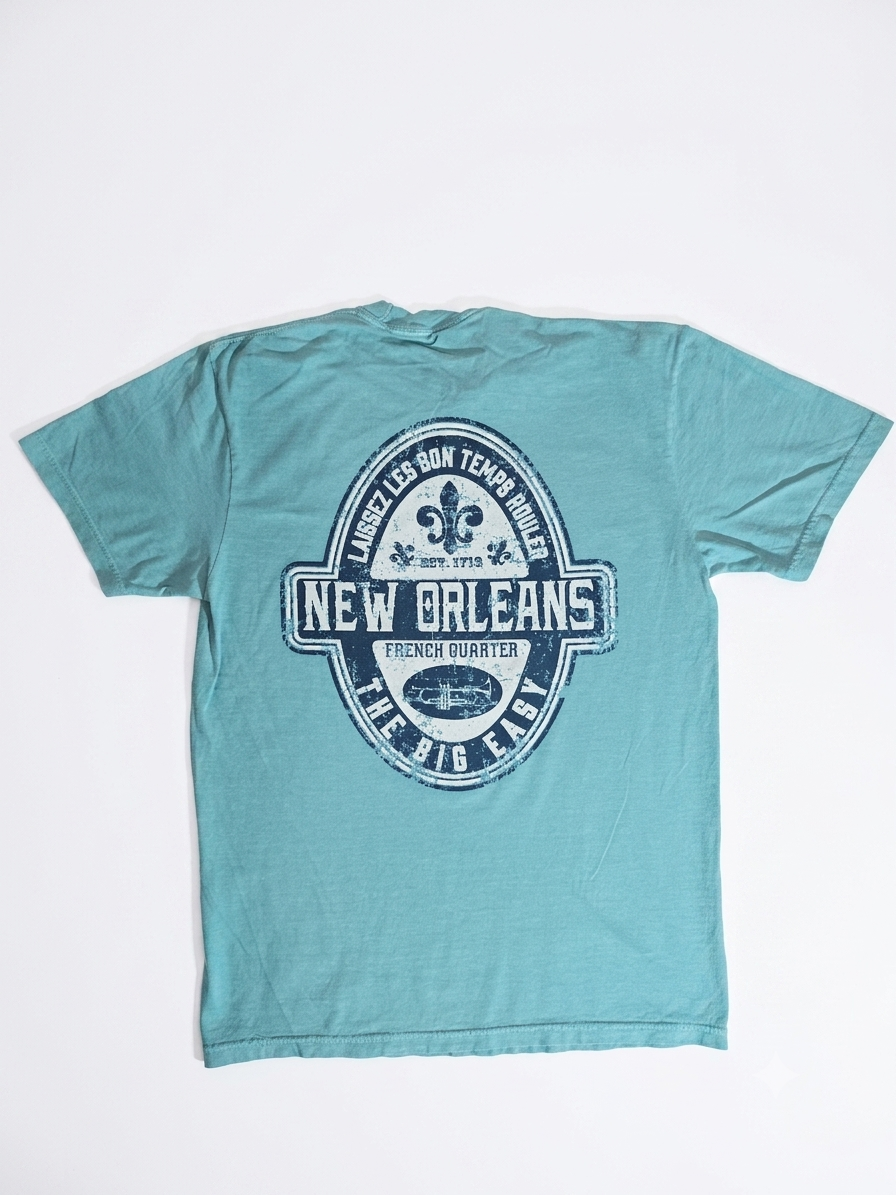 New Orleans 'The Big Easy' French Quarter Garment Dyed T-Shirt
