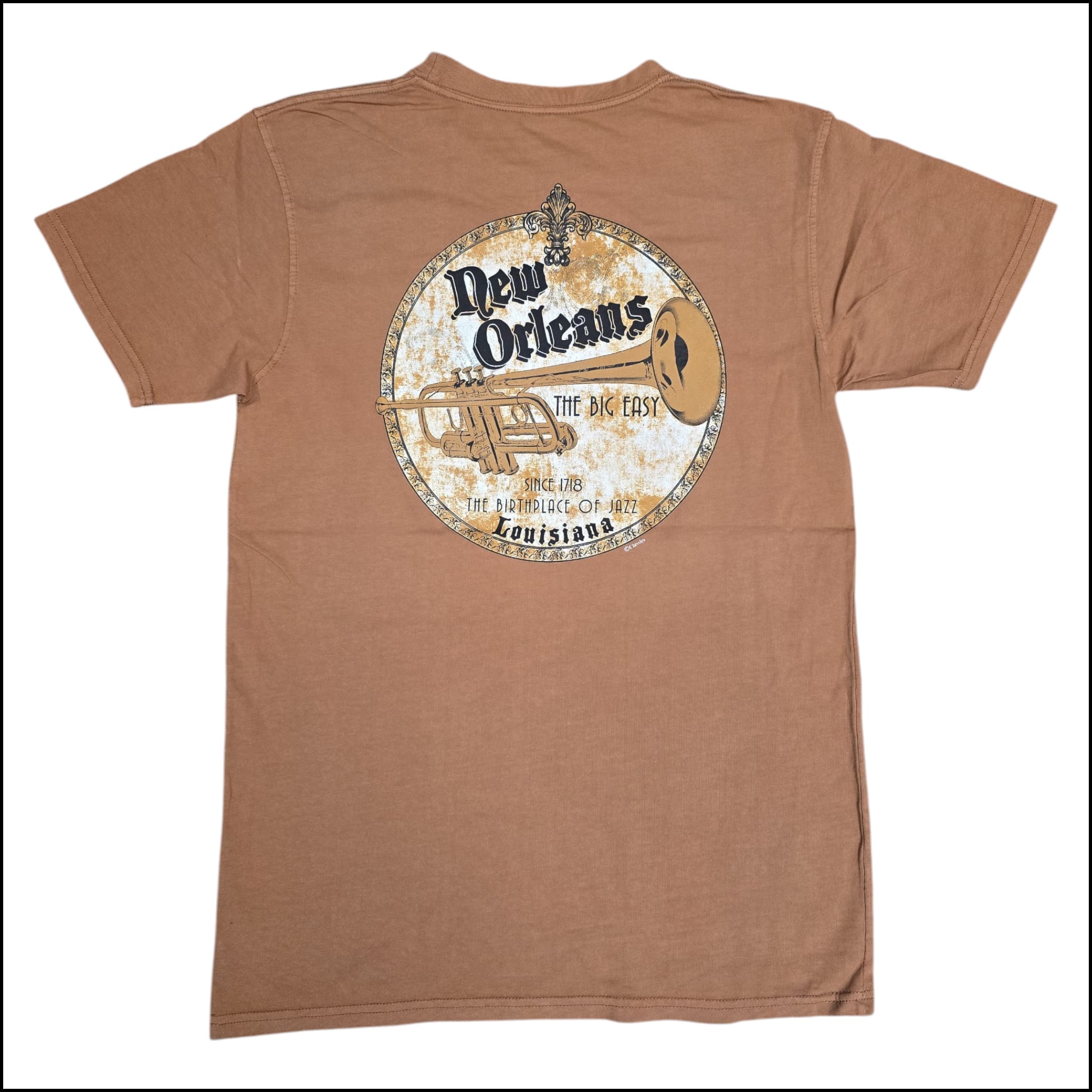 New Orleans Trumpet Jazz T-Shirt | Big Easy Garment-Dyed Tee | Yam