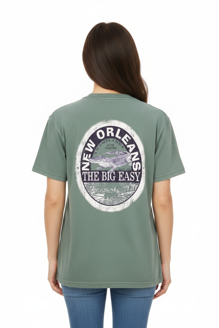 Big Easy Gator Tee – Female Model Back