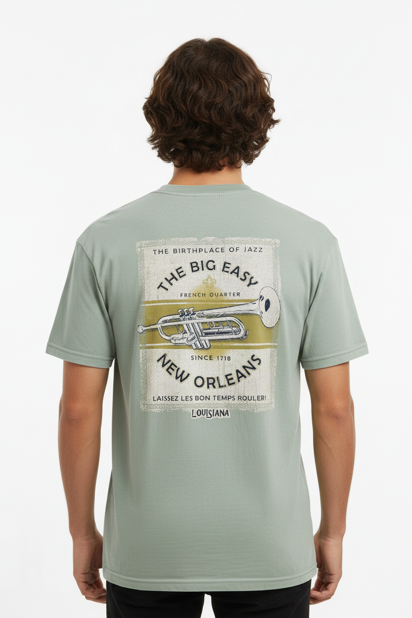 Birthplace of Jazz Tee – Male Model Back