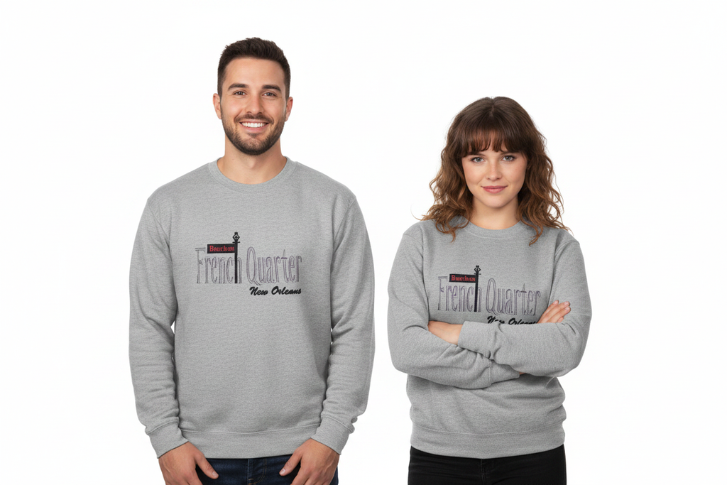 Both in gray crewneck