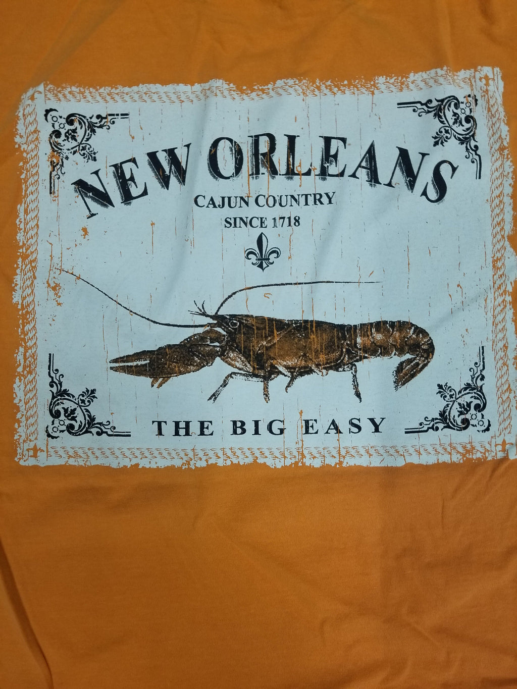 New Orleans Cajun Country Crawfish T-Shirt | Big Easy Garment-Dyed Tee | Dark Orange