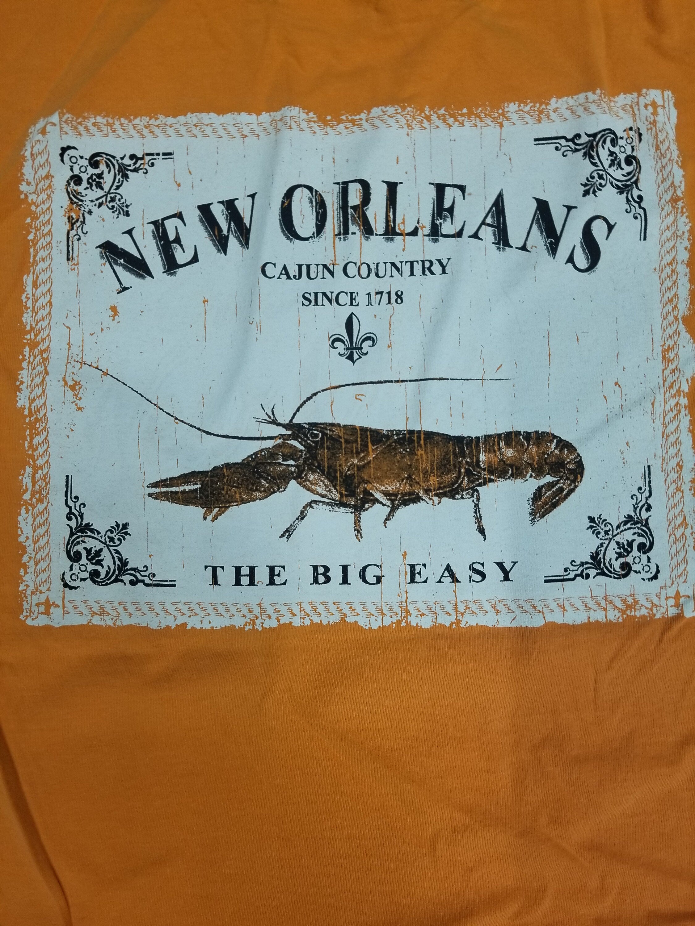 New Orleans Cajun Country Crawfish T-Shirt | Big Easy Garment-Dyed Tee | Dark Orange