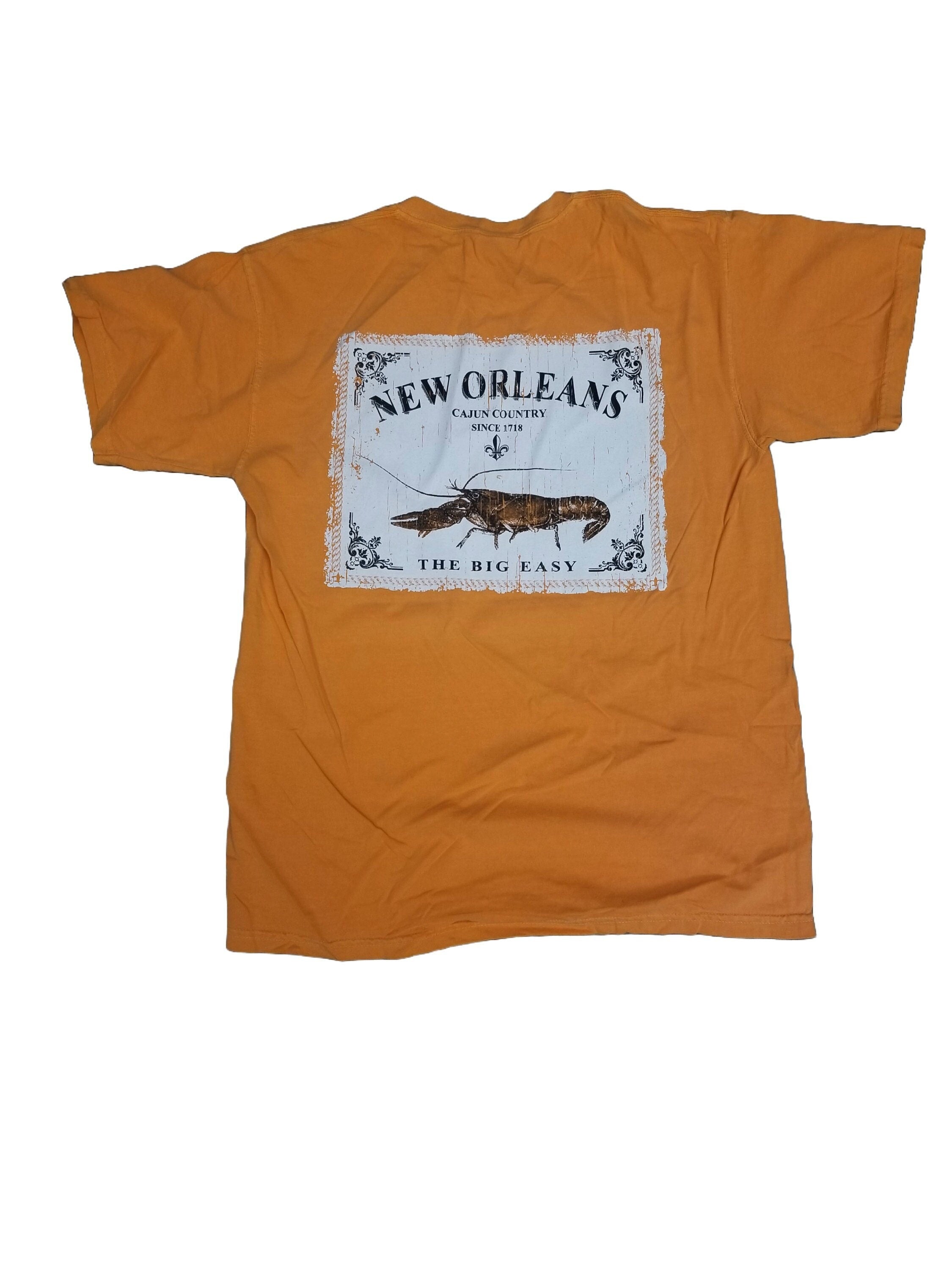 New Orleans Cajun Country Crawfish T-Shirt | Big Easy Garment-Dyed Tee | Dark Orange