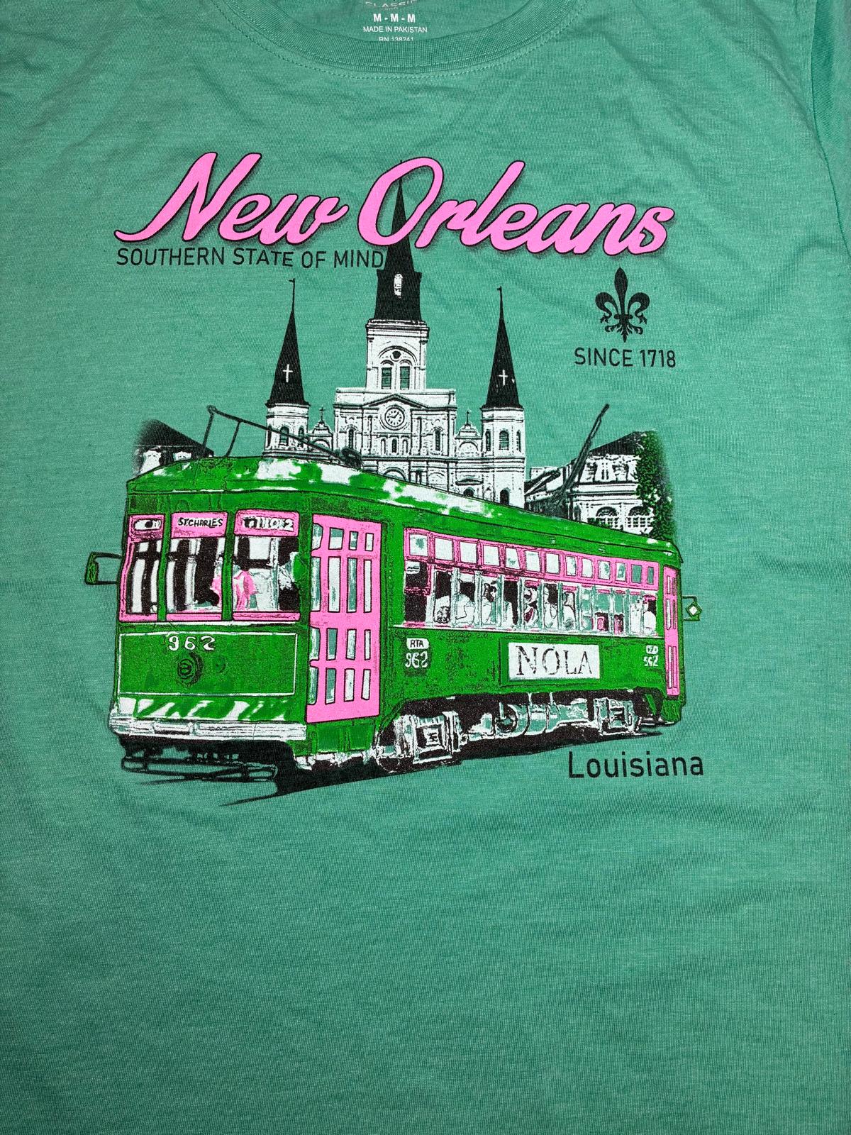 New Orleans Streetcar Soft Tee – Chalky Mint - Loop Apparel