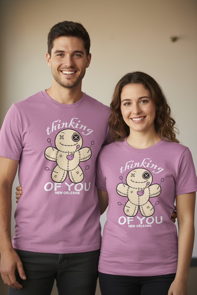 Couple in Heather Berry Voodoo Doll Tee