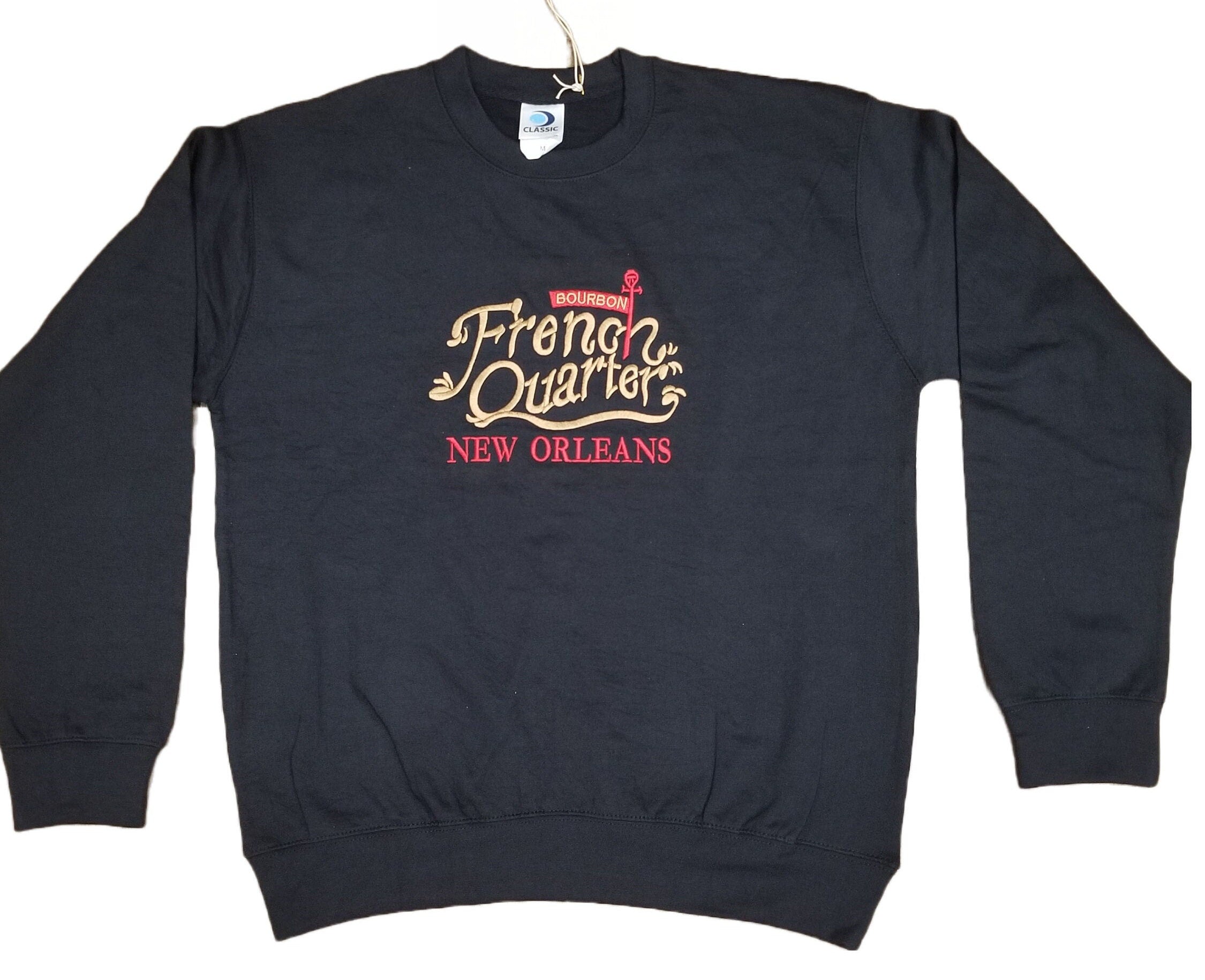 New Orleans 'Bourbon Street French Quarter' Crewneck Sweatshirt | Black & Heather Grey