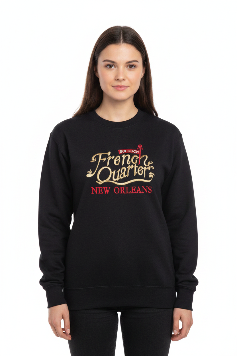 Female Model Black Crewneck