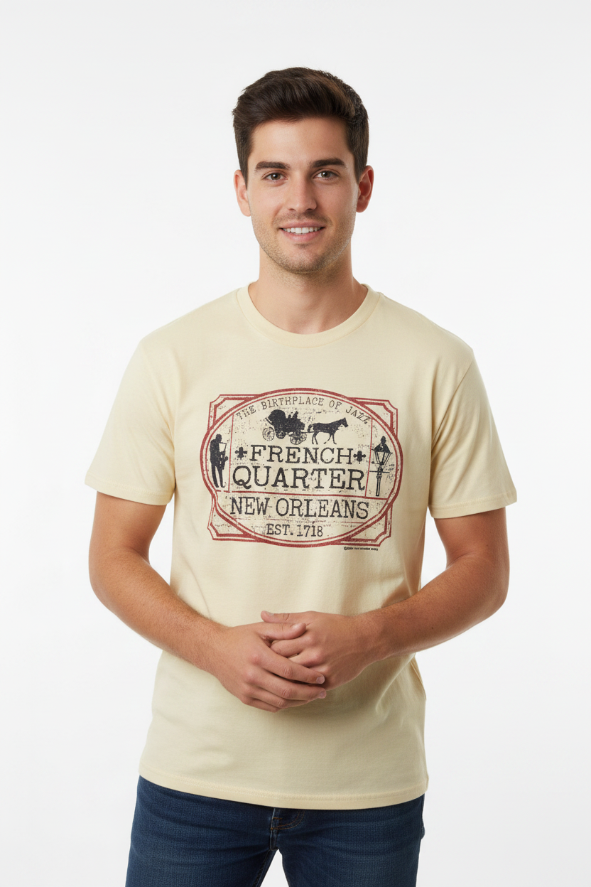 French Quarter Cream Tee - Male
