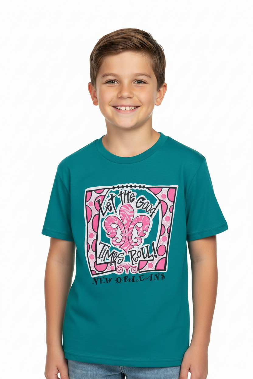 Kids New Orleans Fleur Tee - Boy Model Zoomed
