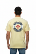 Male model in butter yellow New Orleans tee