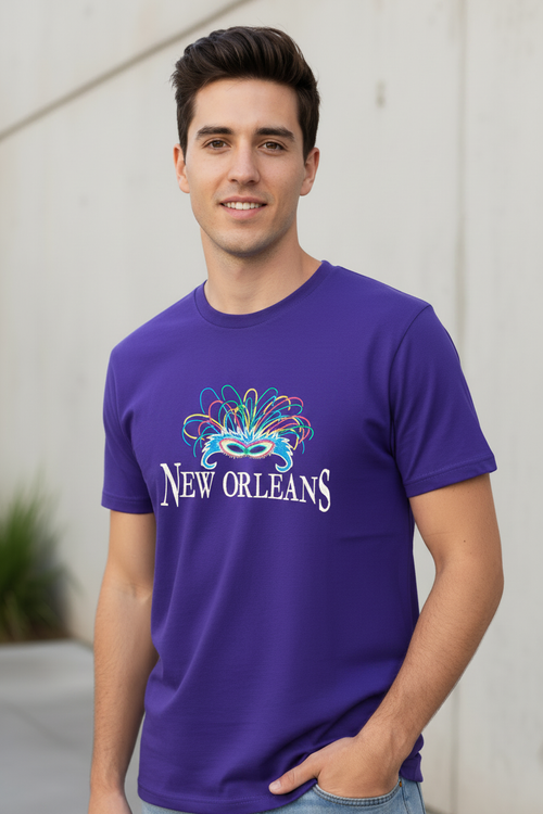 Mardi Gras Mask Tee - Male Model