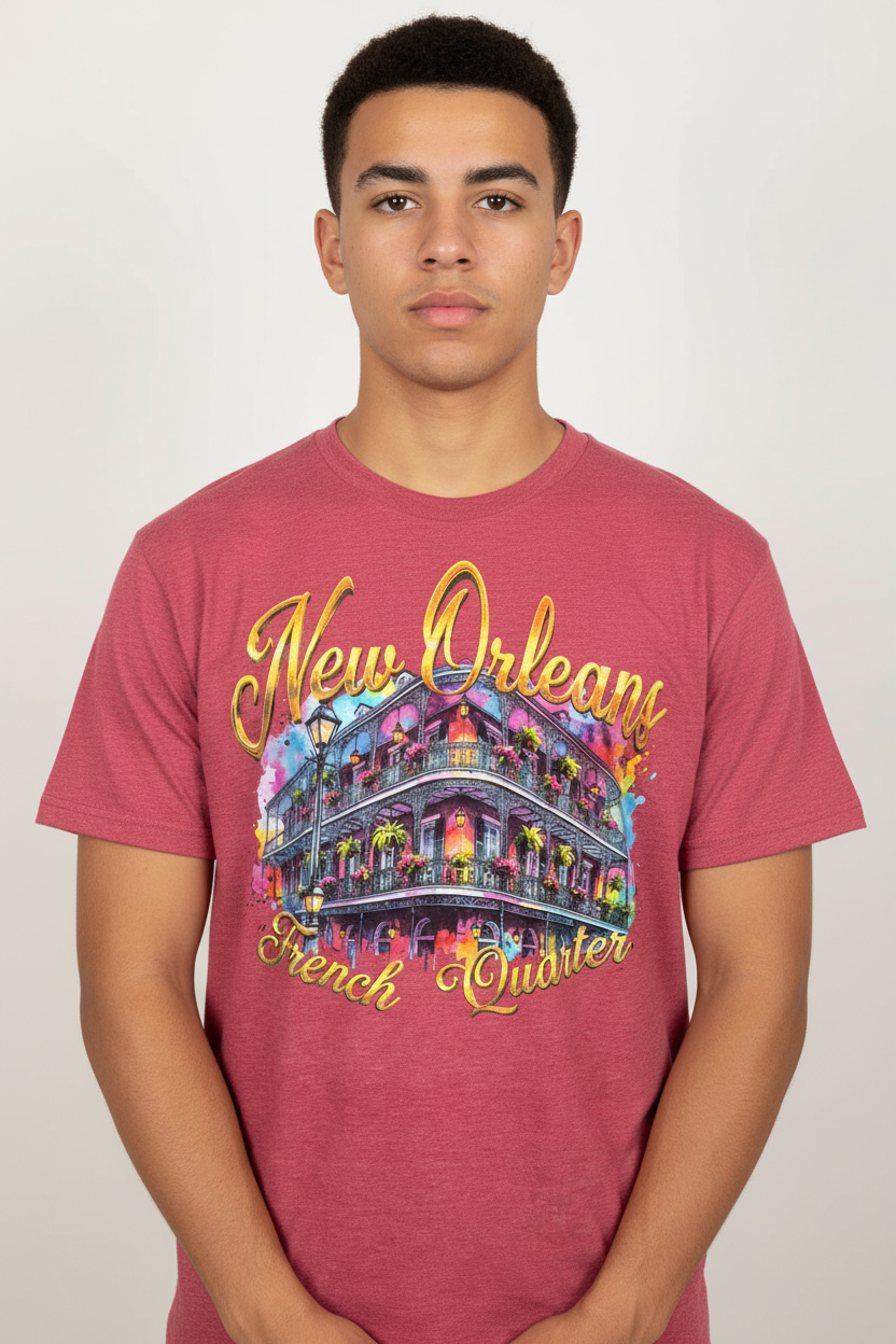 Model wearing New Orleans French Quarter Tee