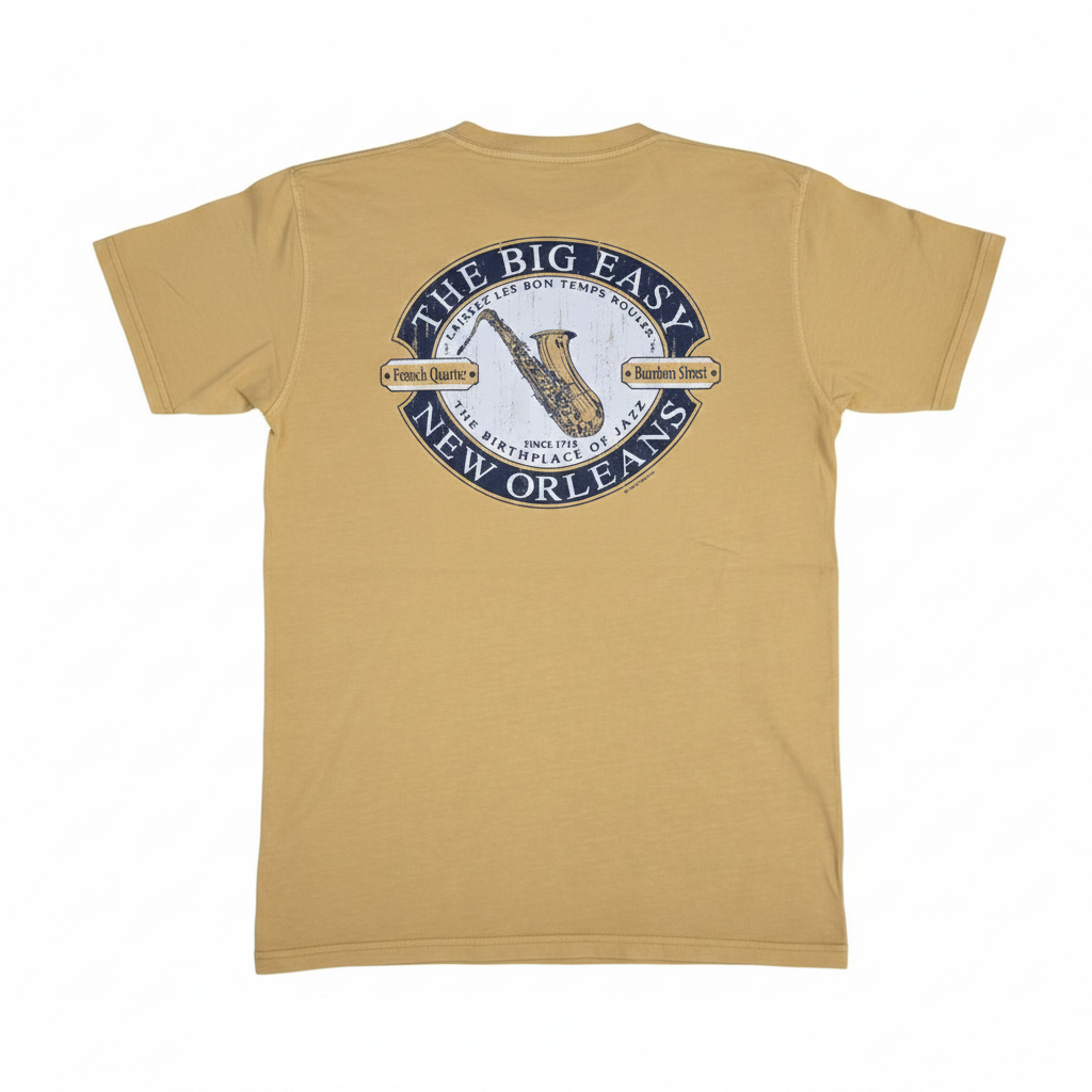 Mustard yellow tee back white background
