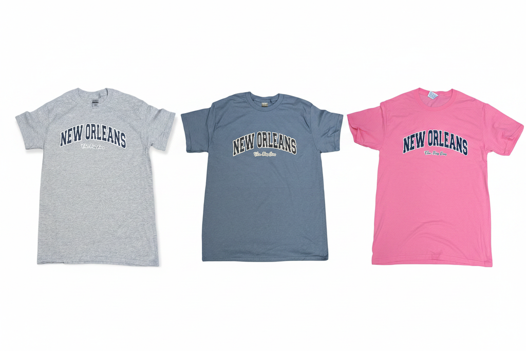 New Orleans collegiate tee - all three colors