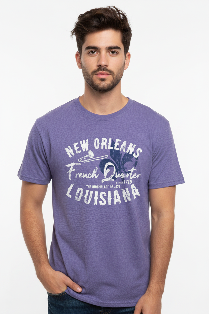 New Orleans French Quarter Purple Tee - Male