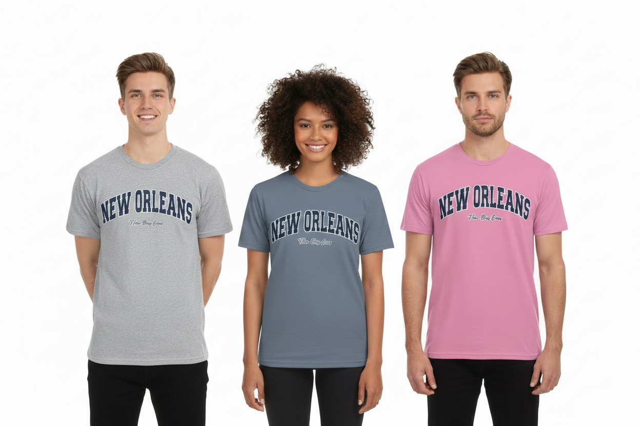 New Orleans Tee - Close Up All Three Colors