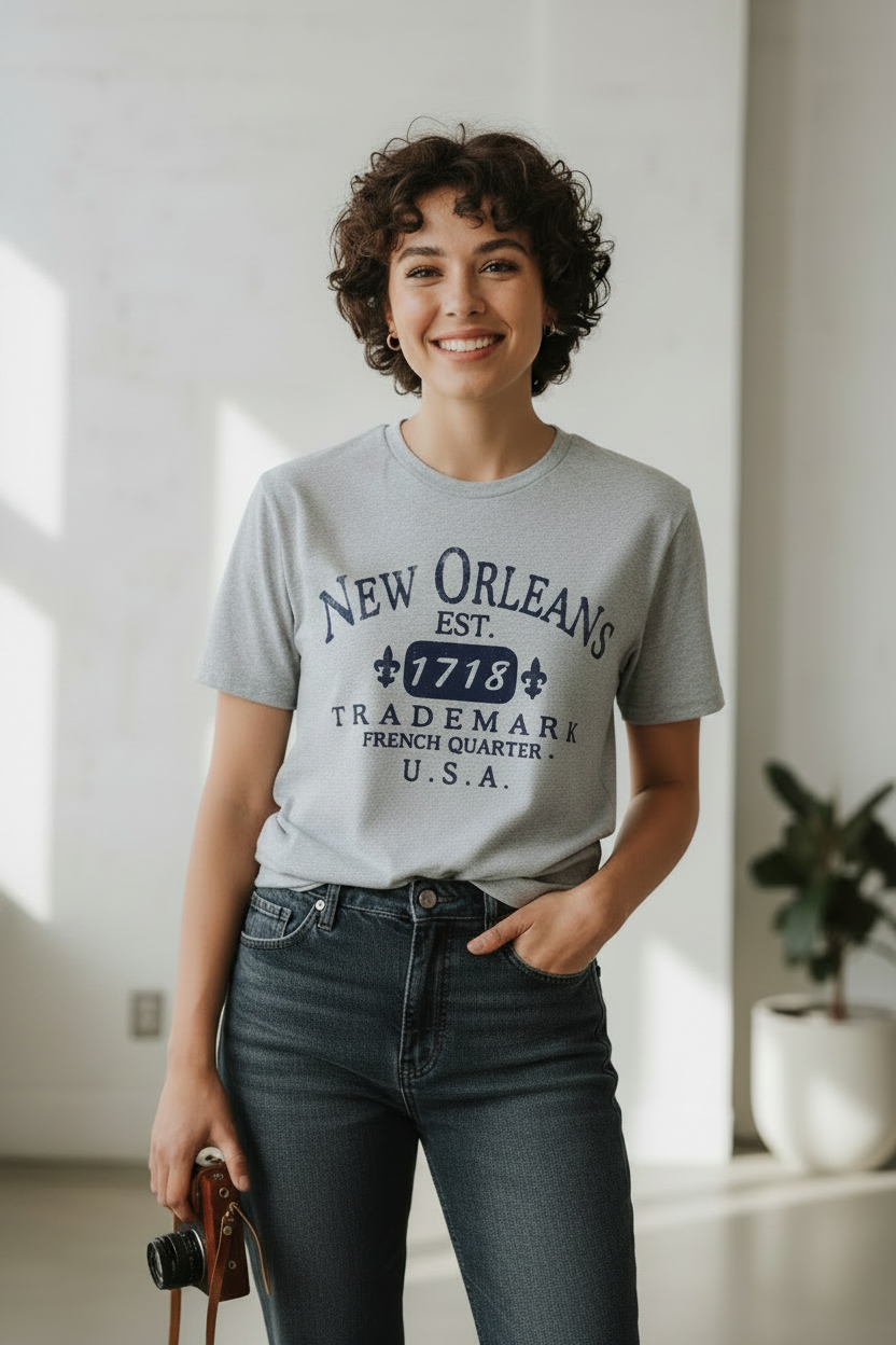 New Orleans Tee Model - Full View