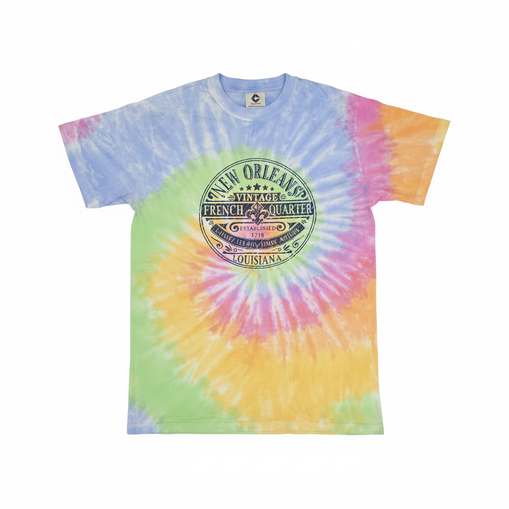 French Quarter Tie-Dye Tee – Pastel Rainbow