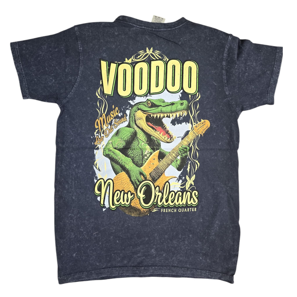New Orleans Voodoo Gator Tee — Navy Stone Wash